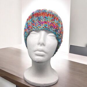 Chunky Ribbed Knit Kaleidoscope Beanie Hat
